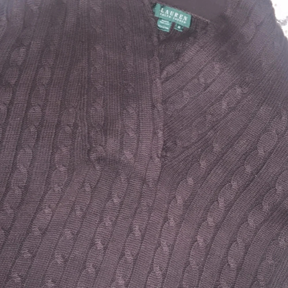 Cable knit brown Ralph Lauren sweater classic fall casual  preppy designer logo - Picture 3 of 5